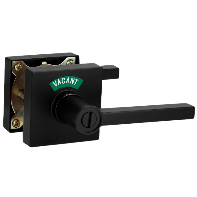 Square Privacy Indicator Door Lock Solstice Lever in Matte Black