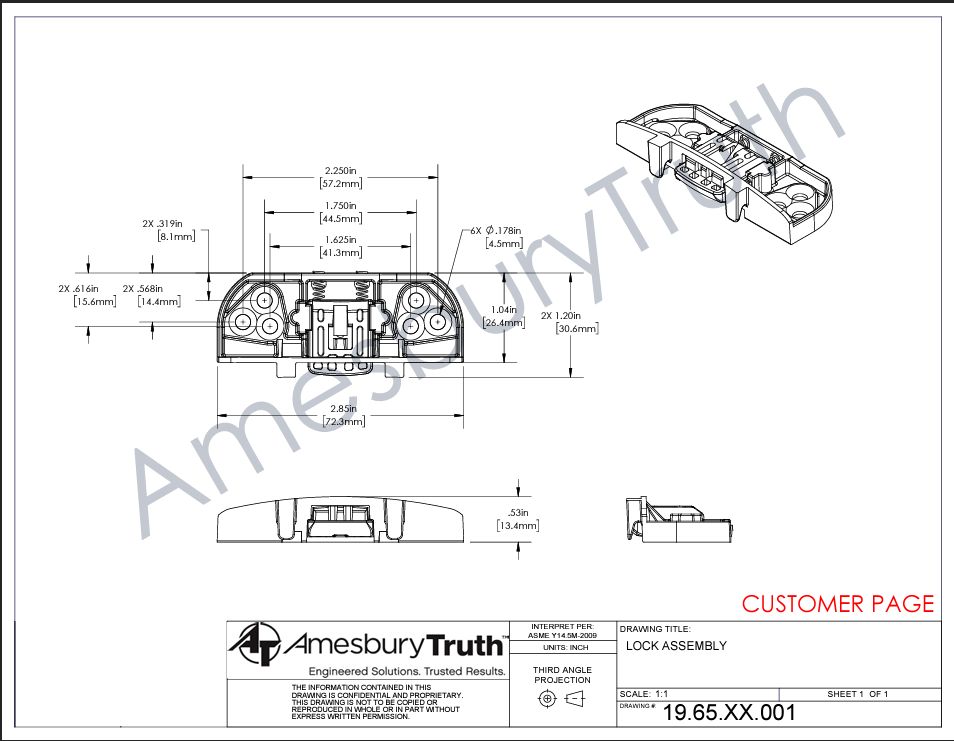 C1010M - Mechanism Lock Assembly Amesbury Truth Positive Action Lock 1 ...