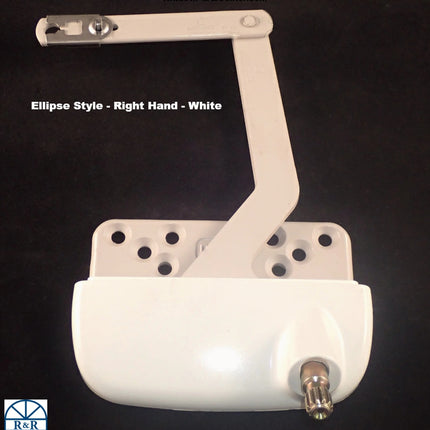 111 Truth Split Arm / Dyad Operator White Right Ellipse Casement Window Parts