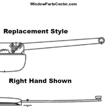 115 Operator Short Arm 9 1/2 White / Right Casement Window Parts