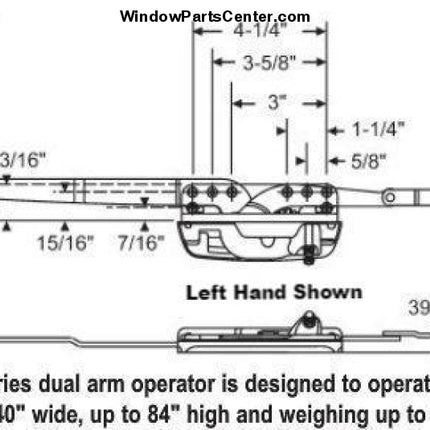 119 Amesburytruth Encore Casement Sill Mount Dual Arm Operator Window Parts