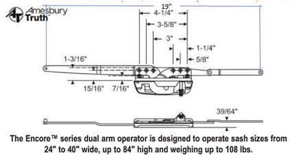 119 AmesburyTruth Encore Casement Sill Mount Dual Arm Operator 50.10