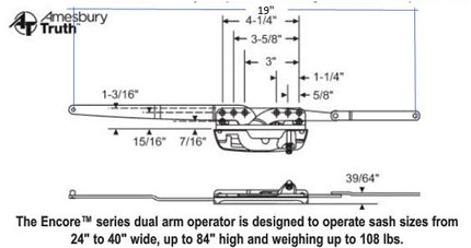 119 AmesburyTruth Encore Casement Sill Mount Dual Arm Operator 50.10