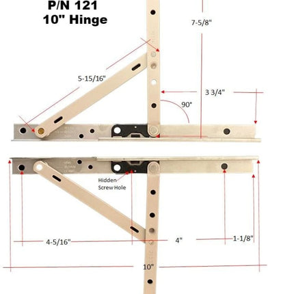 121 Amesbury Truth Adjustable Hinge Track Kit - 10 And 14 Inch Style / Standard Casement Window