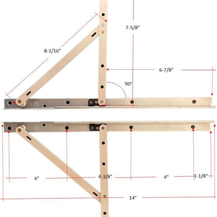 121 Amesbury Truth Adjustable Hinge Track Kit - 10 And 14 Inch Style / Standard Casement Window