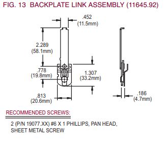 Amesbury Truth BACKPLATE LINK ASSEMBLY (11645.92) (part of Mirage Concealed Multi point Locking System) Number Stamped on Part: 31830