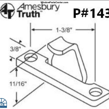 Window Lock Keeper - Small - Part Number 143, 50-644. Steel finish