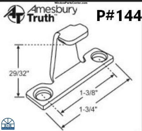 Amesbury Truth Window Sash Keeper for Window Lock Part Number 144, 50-435. Color E-Gard Finish