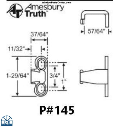 Amesbury Truth Small Sash Keeper Pack - For Window Lock Part Number 145, 50-890