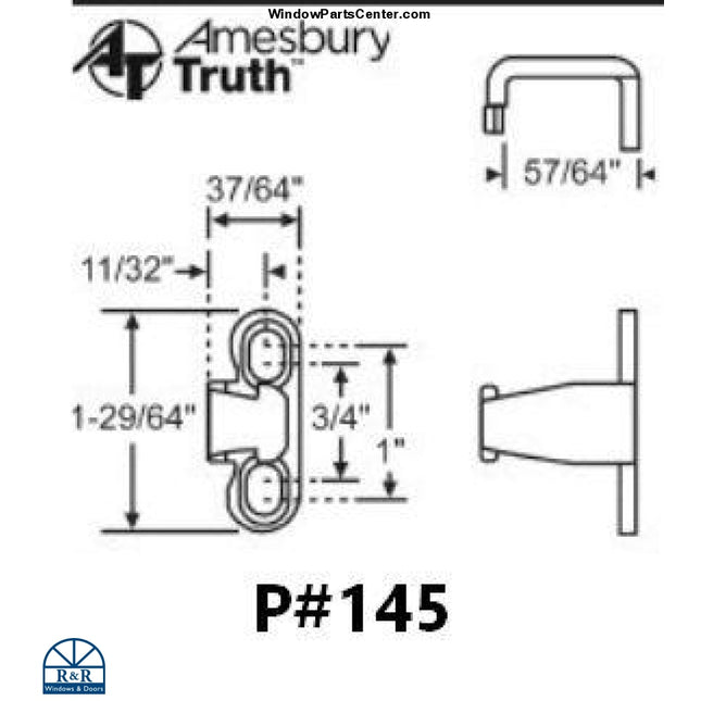 Amesbury Truth Small Sash Keeper Pack - For Window Lock Part Number 145, 50-890