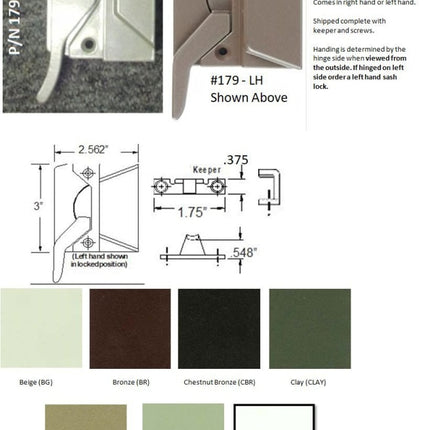 179 Sash Lock - Curved Handle Casement Window Parts
