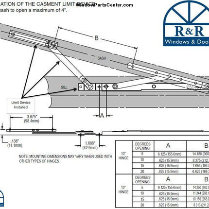 191 - Sash Limit Device Casement Window Parts