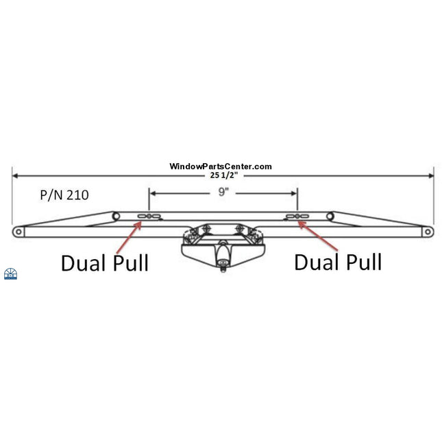 Amesbury Truth Awning Dual Pull 25 1/2 Operator  Known Part Numbers: 210 U.S. PAT. 4505601, PAT, CAN. 1986, 45301 Known Brands: For larger Hurd awning windows built prior to 1988., Weather Sheild, BiltBest, Truth, Amsbury Truth, 11 Series (11.14) , 11-14-32-001