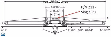 Awning Window Operator. Known Part Numbers: 211, U.S. PAT. 4505601, PAT. CAN. 1986, 45301