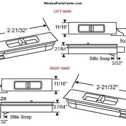 317 Snap In Tilt Latches Vinyl Double Hung Windows Known Part Numbers: 317, V00380, V00381, V00382, V00383  PAT. # 5,139,291