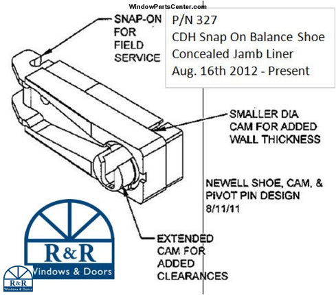 nap On Balance Shoe Pack for Concealed Jambliner Double Hung Window Part