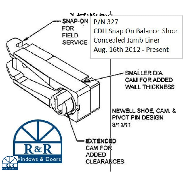 nap On Balance Shoe Pack for Concealed Jambliner Double Hung Window Part
