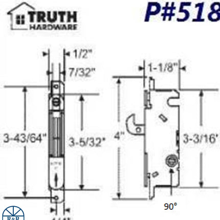 518 Amesbury Truth Recessed Mortise Lock Black 90 Degree / None Sliding Patio Doors