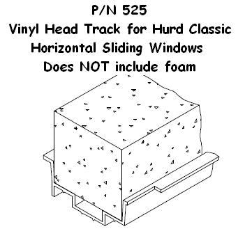 525 - Vinyl Head Track For Classic Hurd Horizontal Slider