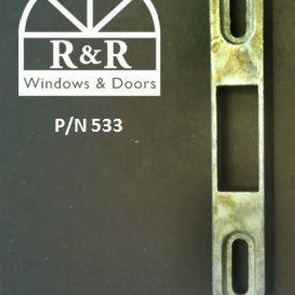 Sliding Door Lock Keeper Known to have been used on:  For Hurd Sliding Patio Doors Manufactured Prior to 9/18/2006 and peachtree and any more that used Amesbury Truth Parts  Stamped on part: 2153