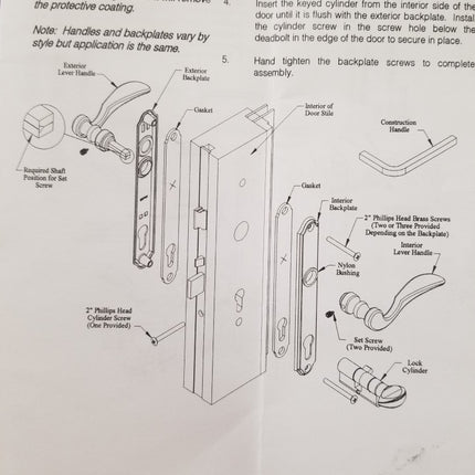 805-007 - Exterior Face Plate Hoppe Door Handle Set Hurd Swinging