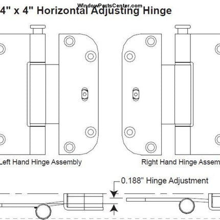 835 - 4" x 4" Ashland Horizontal Adjusting Swining Patio Door Hinge