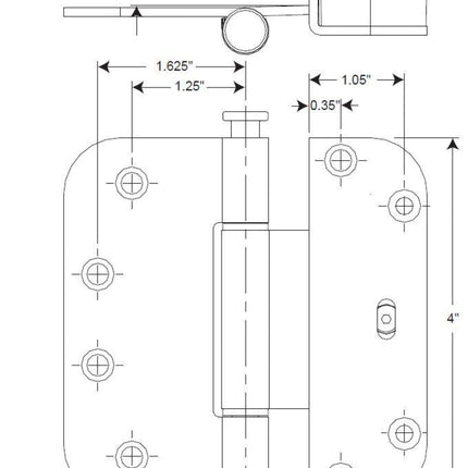 835 - 4" x 4" Ashland Horizontal Adjusting Swining Patio Door Hinge.Known Brands: Ashland, Hurd Energy Saver Patio Door, Sierra Pacific WI Patio Door