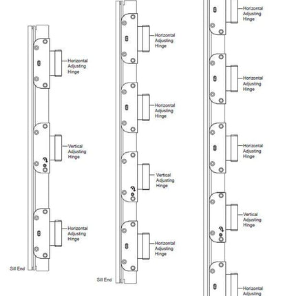  4" x 4" Ashland Horizontal Adjusting Swining Patio Door Hinge Placement