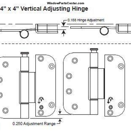 836 - 4" x 4" Ashland Vertical Adjusting Swining Patio Door Hinge