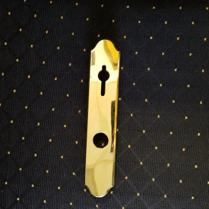 840-010- Amesbury Truth Gu Faceplate - Swinging Patio Door Hurd Bright Brass Handle