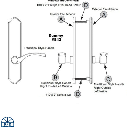 842 - Gu Dummy Handle Set For Multi Point Hardware