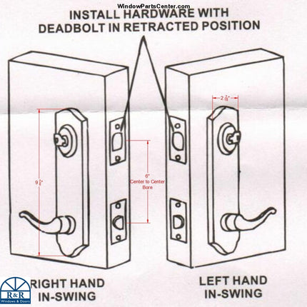 852 - Handle Set 6 Center To Bore (Hurd Handle) Door