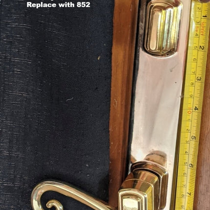 852 - Handle Set 6" Center to Center Bore (Weather Shield Handle) known number stamped on some old handles: pat no 4,671,089 D 295 829 Other Pat. Pending 1200-2-1