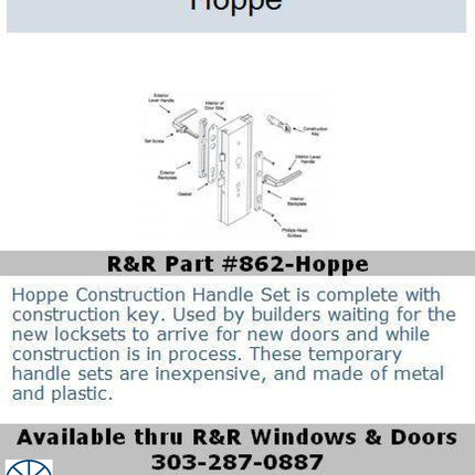 Hoppe Temporary Handle Construction Handle  Hoppe Number 2605353, P -00257071 Item Number 2605353
