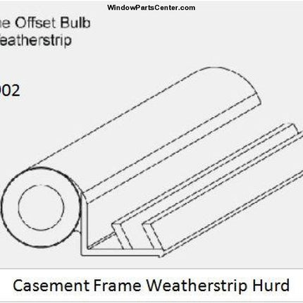 902 AmesburyTruth Offset Kerf Mounted  Foam Filled Seal Window Weather Strip. Color Gray, Part # 902, 020546, 12029