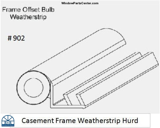 902 AmesburyTruth Offset Kerf Mounted  Foam Filled Seal Window Weather Strip. Color Gray, Part # 902, 020546, 12029