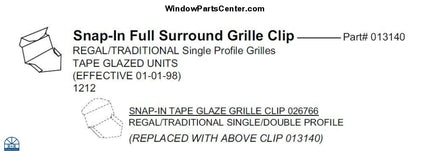 926-B Snap-In Tape Glaze Grille Clip 2 Per Pack 1 Clips Pins And Retainers