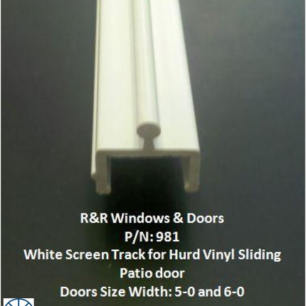 Replacement Screen Track for Vinyl Sliding Patio Door. Color White. Known Part Numbers and Brands Used on: 981, V00062, Hurd Monument Vinyl Door and More