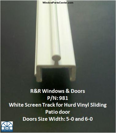 Replacement Screen Track for Vinyl Sliding Patio Door. Color White. Known Part Numbers and Brands Used on: 981, V00062, Hurd Monument Vinyl Door and More
