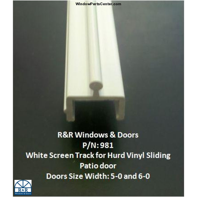 Replacement Screen Track for Vinyl Sliding Patio Door. Color White. Known Part Numbers and Brands Used on: 981, V00062, Hurd Monument Vinyl Door and More