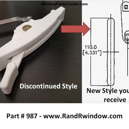 987 - Roto Vinyl Casement Window Lock Known Part Number: 2791, 34-182-33W, 39-940