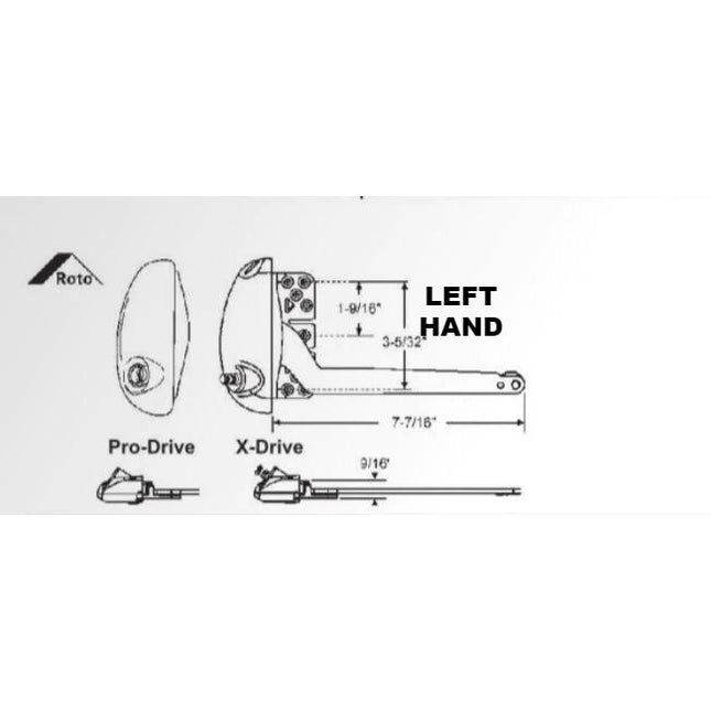 S1132 Roto Pro Drive and X Drive 7.5 Inch Single Arm Operator With FLAT Base Pro Drive Part Number: OP05-7521, OP05-1508,  OP05-1507