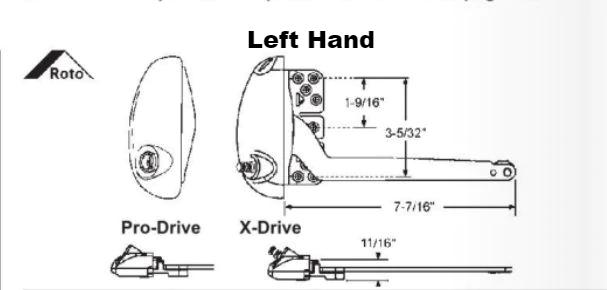S1133 Roto Pro Drive and X Drive 7.5 Inch Single Arm Operator With Notched Base OP06-7520