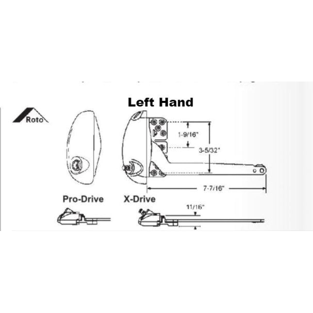 S1133 Roto Pro Drive and X Drive 7.5 Inch Single Arm Operator With Notched Base OP06-7520