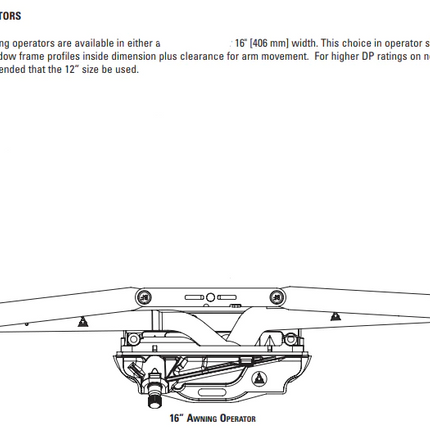 S1135 Ashland Optima 16 Inch (403 mm) Awning Operator Known Part Numbers on Operator: S-1491-455, S-1491-450, 1496-420
