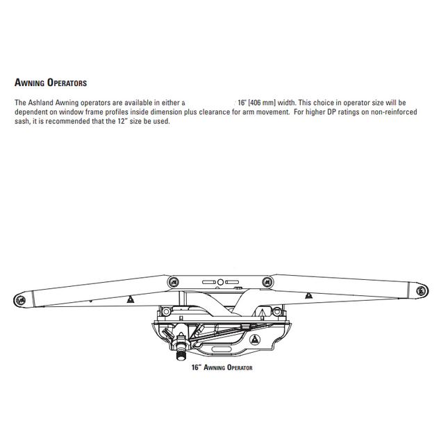 S1135 Ashland Optima 16 Inch (403 mm) Awning Operator Known Part Numbers on Operator: S-1491-455, S-1491-450, 1496-420