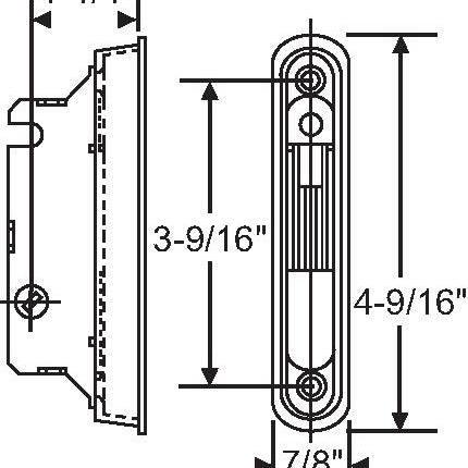 S3025 - Mortise Lock 1.254 Backset 45-Degree with Trim Plate Used By Manufacturer: Fiberlux and more