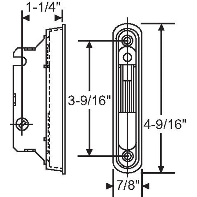 S3025 - Mortise Lock 1.254 Backset 45-Degree with Trim Plate Used By Manufacturer: Fiberlux and more