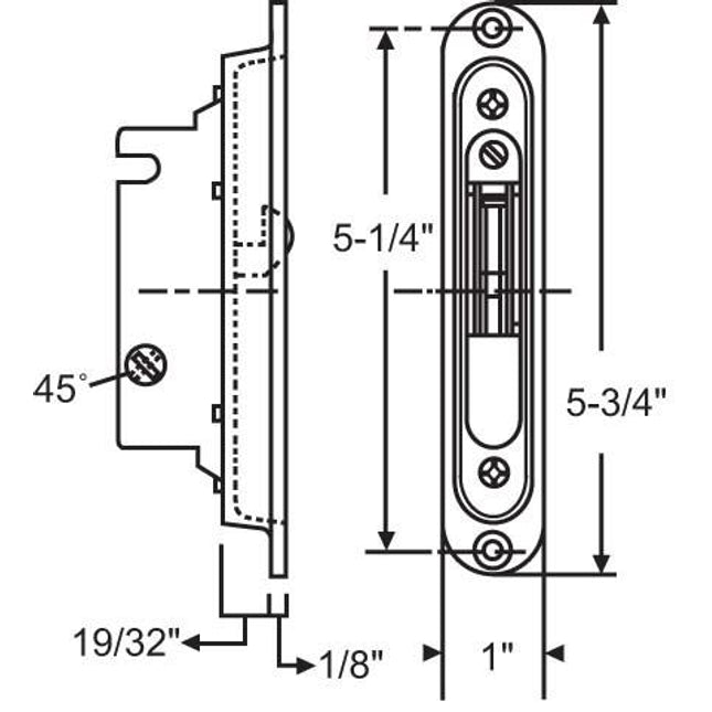 S3026 - Deadlatch Assy. Brass Plated 45-Degree with Pocket Trim Plate Accessory Type: Security hardware  Used By Manufacturer: Malta, Sunview and more  Number Stamped on Trim Plate: 2147 2  QC-Pass 537-45 (Rev D)