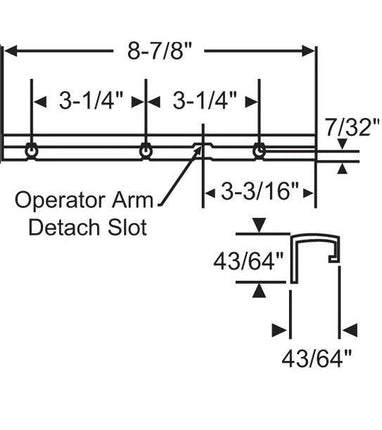 S1138 - TRACK F/SINGLE ARM OPERATOR 8 7/8 inch With Detach Slot